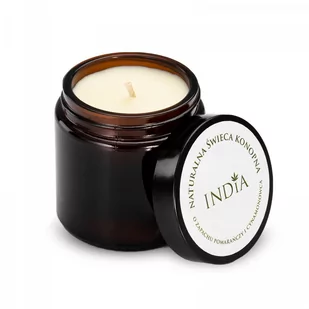India Cosmetics India Naturalna świeca konopna o zapachu pomarańczy i cynamonowca 90g - Zapachy do domu - miniaturka - grafika 1