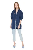 Koszulki i topy damskie - Trendyol Koszulka damska, granatowa, niebieska (Navy Blue), rozmiar S - miniaturka - grafika 1