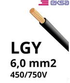Przewody elektryczne - Przewód LgY 6 czarny H07V-K jednożyłowy, żyła gietka; PRYSMIAN - miniaturka - grafika 1