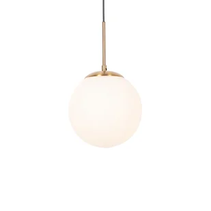 QAZQA Lampa wisząca Art Deco złota z opalowym szkłem - Flore - Lampy sufitowe - miniaturka - grafika 1
