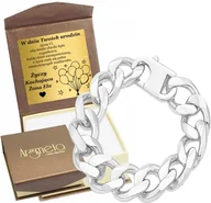 Bransolety męskie - Bransoletka Srebrna Pancerka Męska Pełna Gruba Diamentowana 1,90 cm - miniaturka - grafika 1