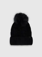 Czapki dla dzieci - 4F Czapka zimowa dziewczęca - czarna Uniwersalny - miniaturka - grafika 1