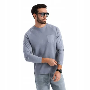Longsleeve męski o strukturze wafla błękitny Ombre V8 OM-LSCL-0109 r. L - Koszulki męskie - miniaturka - grafika 1