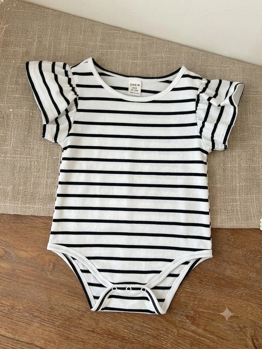 SHEIN PASTELOWE BODY NIEMOWLĘCE Z FALBANKOWYMI RĘKAWKAMI 74-80 CM 1MA