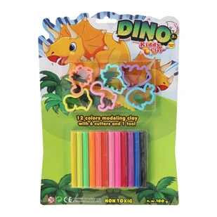 Zestaw kreatywny dla dzieci Kiddy Clay 12 plastelin 5 foremek ,,Dinozaury' - Masy plastyczne - miniaturka - grafika 1
