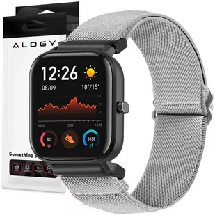 Pasek elastyczny Uniwersalny nylonowy Alogy Nylon opaska do zegarka Smartwatcha 22mm Szary - Akcesoria do smartwatchy - miniaturka - grafika 1