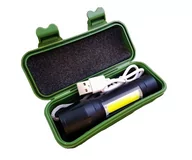 Latarki - Latarka Aluminiowa Cob 9,5cm Akumulator Box Zoom - miniaturka - grafika 1