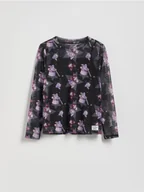 Bluzki dla dziewczynek - Reserved - Dwuwarstwowa bluzka Kuromi & My Melody - ciemnoszary - miniaturka - grafika 1