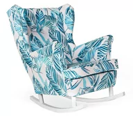 Fotele - Fotel Uszak bujany turkusowe liście MONSTERY salon - miniaturka - grafika 1