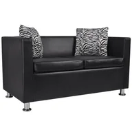 Sofy i kanapy - vidaXL Czarna 2 osobowa sofa ze sztucznej skóry - miniaturka - grafika 1