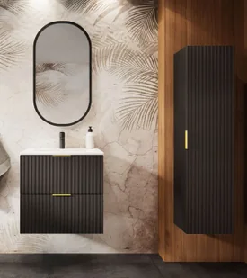 Czarny komplet łazienkowych mebli szafka 60 cm ze słupkiem Z1-B91 - Szafki łazienkowe Czarny komplet łazienkowych mebli szafka 60 cm ze słupkiem Z1-B91 - Szafki łazienkowe - miniaturka - grafika 1