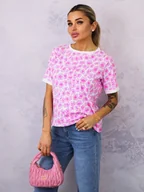 Koszulki i topy damskie - T-SHIRT W KOLOROWE CĘTKI- FIOLETOWY - Olika - miniaturka - grafika 1