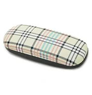 Akcesoria do okularów - Twarde etui na okulary kremowe w kratkę ET-100A - miniaturka - grafika 1