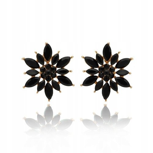 Kolczyki Kwiatki Kryształki Kolorowe Na Lato Kolczyki Sztyft Czarne