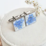 Spinki do mankietów i krawatów - Spinki do mankietów z niezapominajkami - miniaturka - grafika 1