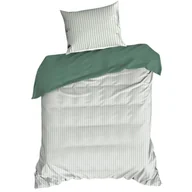 Pościel - Pościel RAYA paski biało miętowa 140x200 satyna - miniaturka - grafika 1