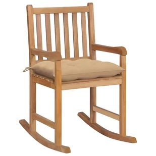 vidaXL Fotel bujany z beżową poduszką lite drewno tekowe 3062775 - Fotele i krzesła ogrodowe - miniaturka - grafika 1