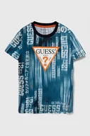 Koszulki dla chłopców - Guess t-shirt bawełniany dziecięcy kolor niebieski wzorzysty - miniaturka - grafika 1