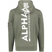 Bluzy męskie - Bluza z kapturem Alpha Industries Back Print 178318 142 Ciemnooliwkowa S - miniaturka - grafika 1
