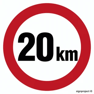 SA027 OGRANICZENIE PRĘDKOŚCI 20 KM, PO - PŁYTA PCV 1MM OSBLASKOWA; (600X600MM) - Systemy ekspozycyjne i znaki informacyjne - miniaturka - grafika 1