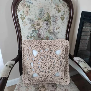 Poduszka szydełkowa ze sznurka 40cmx40cm - Poduszki dekoracyjne - miniaturka - grafika 1