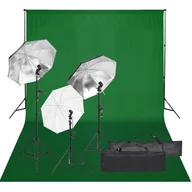 Lampy studyjne - vidaXL Fotograficzny zestaw studyjny z lampami i tłem - miniaturka - grafika 1