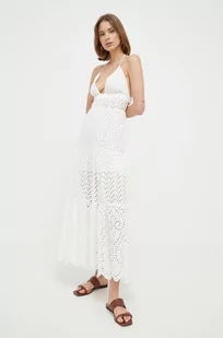 Patrizia Pepe sukienka bawełniana kolor biały maxi rozkloszowana - Sukienki - miniaturka - grafika 1