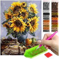 Malowanie po numerach - Haft Diamentowy ARTULIO, Obraz DIY 5D, Diamond Painting, Mozaika Diamentowa 30X40cm (Żółte słoneczniki na kuchennym stole) + Zestaw Akcesoriów - miniaturka - grafika 1