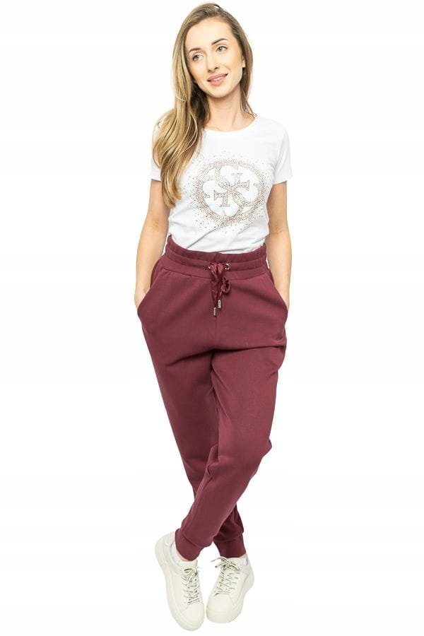 Spodnie damskie Guess W3BB50 KBYE2 A502 bordowy - XXL