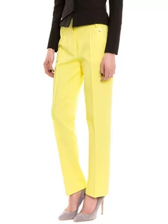 Spodnie damskie - Simple Spodnie w kolorze żółtym - grafika 1