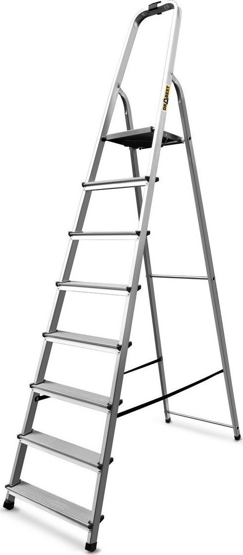 DRABEST Drabina aluminiowa, 8 stopni wytrzymałość: 125-150 kg wytrzymałość 125 kg