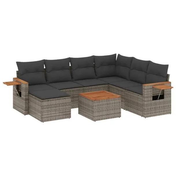 Zestaw mebli ogrodowych modułowych szary rattan PE 62 x 62 x 69 cm