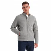 Kurtki męskie - Męska kurtka typu biker z kieszeniami szara V3 OM-JALP-0157 XXL - miniaturka - grafika 1