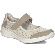 Półbuty damskie - Rieker Półbuty damskie ażurowe na rzep białe-40 - miniaturka - grafika 1