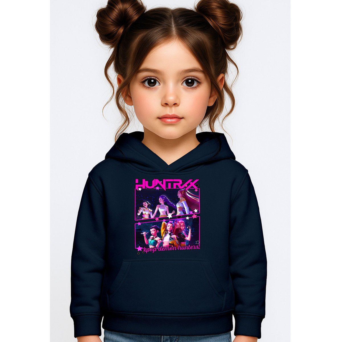 BLUZA DZIECIĘCA KPOP DEMON HUNTERS HUNTRIX 104 Z KAPTUREM BAWEŁNIANA