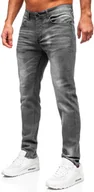 Spodnie męskie - Szare spodnie jeansowe męskie regular fit Denley MP0199GC - miniaturka - grafika 1