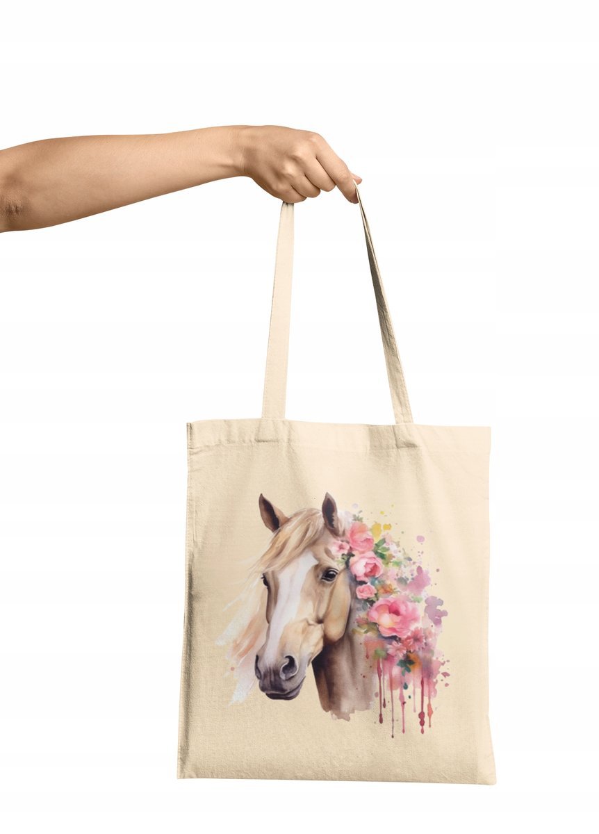 Torba Shopper Materiałowa Na Ramię Koń Konie Hobby Prezent Wybór Duży Kolor