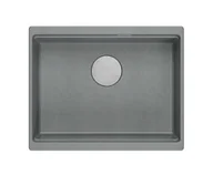 Zlewozmywaki - Quadron Logan 100 Zlewozmywak granitowy jednokomorowy 56x45 cm szary/stal szczotkowana HQJ6045U5_BS_U - miniaturka - grafika 1