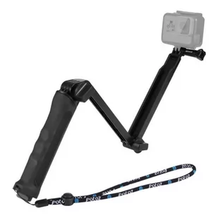 Składany kijek Selfie Stick/Tripod Puluz do kamer sportowych PU202 czarny - Selfie stick - miniaturka - grafika 1