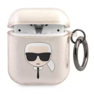 Akcesoria do słuchawek - Karl Lagerfeld KLA2UKHGD AirPods cover złoty/gold Glitter Karl`s Head - miniaturka - grafika 1