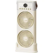 Wentylatory - Podwójny wentylator z nawilżaczem, 6 dysz, regulowany w zakresie 360°, cichy, USB C, przenośny, 3600 mAh (beżowy, 49 cm) - miniaturka - grafika 1