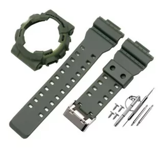 2W1 Opaska Pasek + Etui Casio G-Shock Ga-100 Ga-110 Gd-100 G-8900 Zielona (Czarny Napis) - Akcesoria do smartwatchy - miniaturka - grafika 1