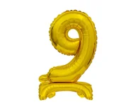 Balony i akcesoria - Godan Balon foliowy stojący cyfra 9 złota - 38 cm BC-ATZ9 - miniaturka - grafika 1