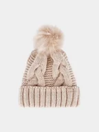 Czapki damskie - Czapka zimowa damska 4F - beżowa - miniaturka - grafika 1