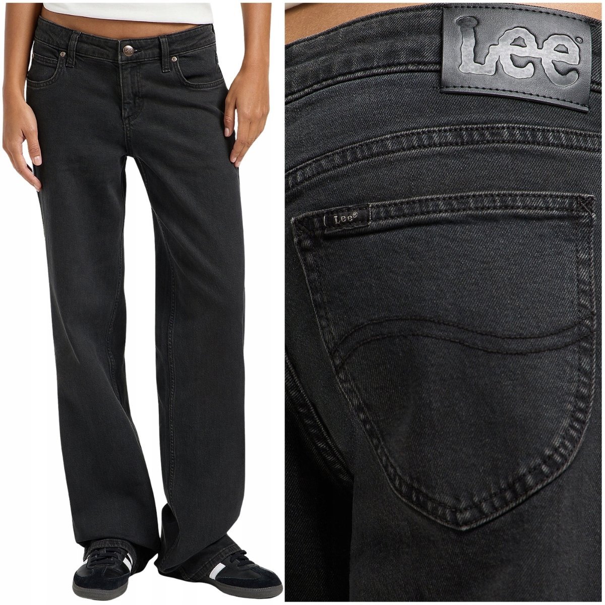 Lee ZOE Dark Mood niskie luźne proste damskie spodnie jeansowe W29 L31
