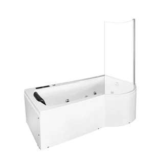 Wanna narożna z hydoromasażem i ruchomym parawanem 170x85 cm MO-1684 Prawa - Wanny z hydromasażem - miniaturka - grafika 1