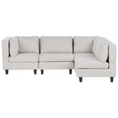 Narożniki - BELIANI Narożnik jasnobeżowy lewostronny tapicerowany 4-osobowy modułowy styl nowoczesny - miniaturka - grafika 1