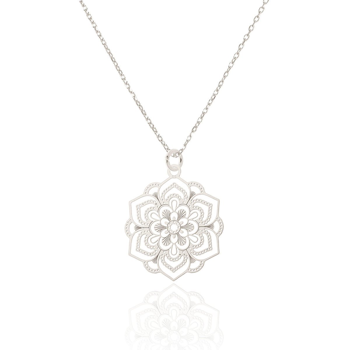 Naszyjnik Srebrny Z Ażurowym Kwiatem 42 Cm