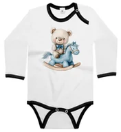 Body dla niemowląt - Body dziecięce Pluszowy Misio Na Niebieskim Koniku Na Biegunach 62/68 - miniaturka - grafika 1