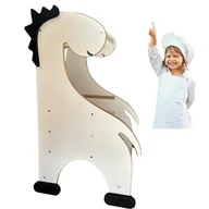 Krzesełka do karmienia - KITCHEN HELPER dla dzieci pomocnik kuchenny DINOZAUR regulowany MDF DINO BIAŁY wytrzymały - miniaturka - grafika 1